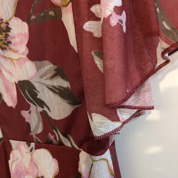 Floral Burgundy Dress - Picture 4 of 6